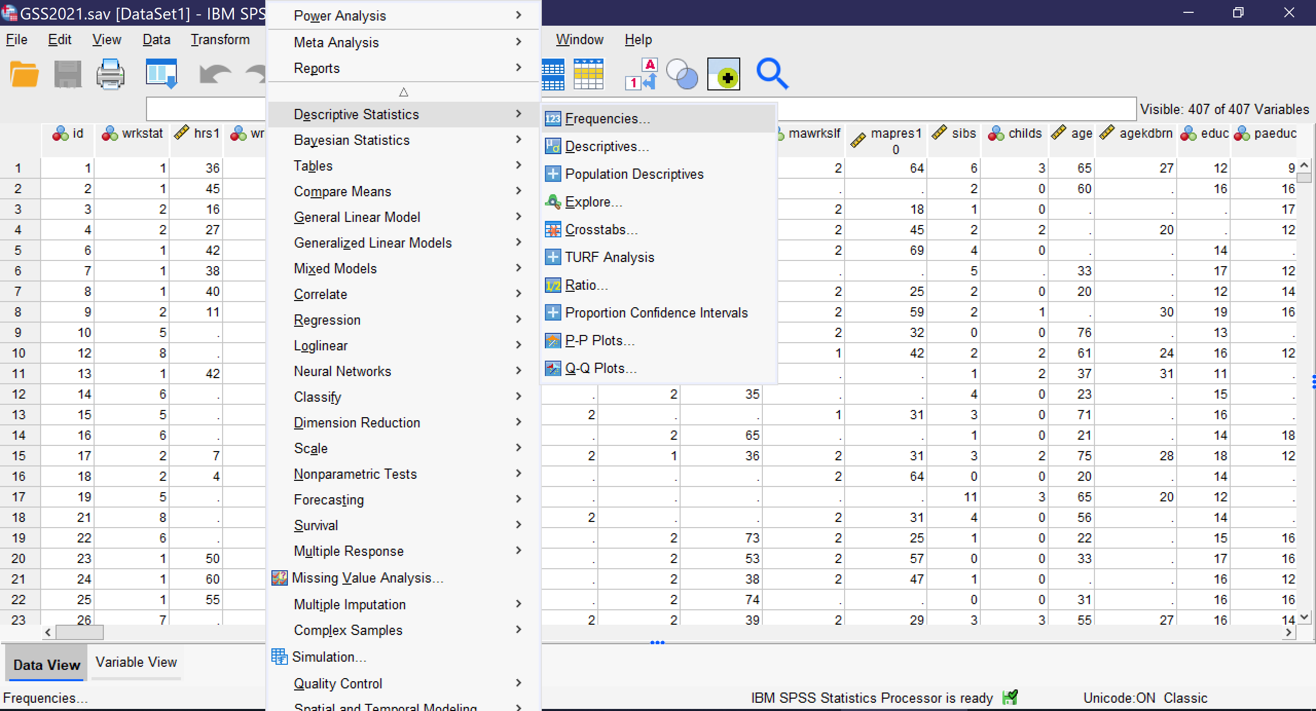 The descriptive tool can be reached by pressing Alt+A, Alt+E, Alt+F.