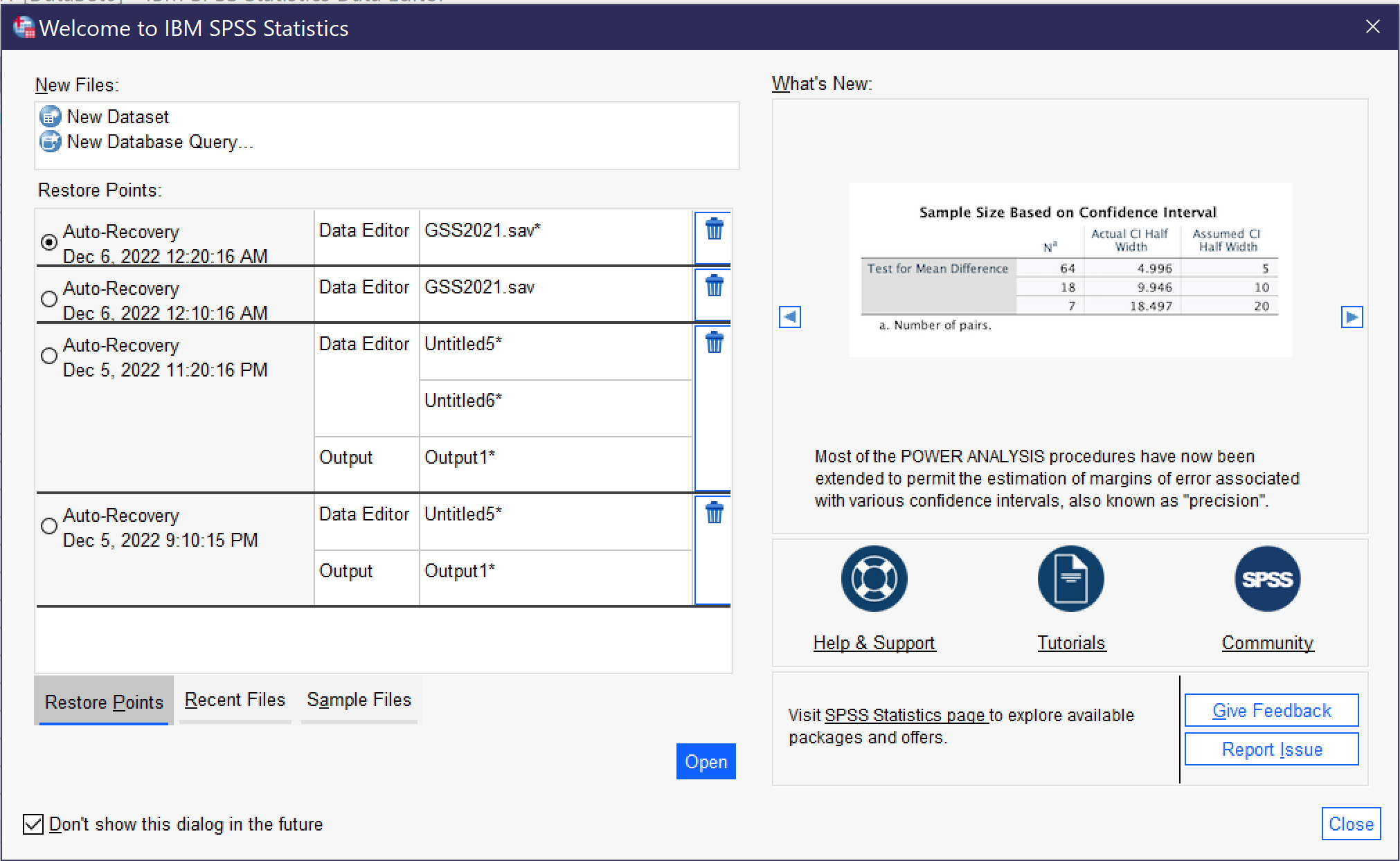 Alt+D toggles the "don't show this dialog in the future option" on the Welcome Dialog; user using keyboard shortcuts will find it easier to disable and then navigate to the menus to open or create files.